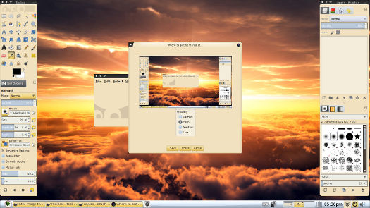 Bodhi Linux Moksha Sunrise theme GIMP