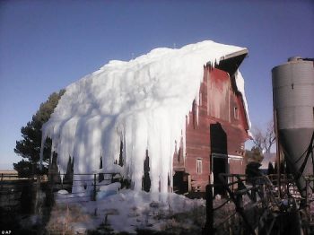 Ice covered barn