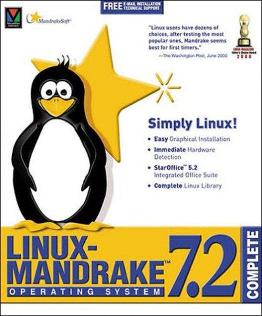Mandrake Linux 7.2 shrink wrapped software box