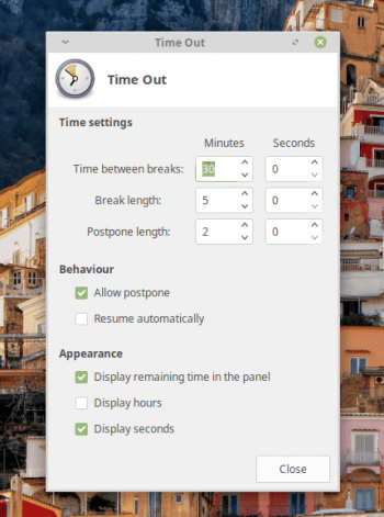 Xfce Applet Time Out configuration