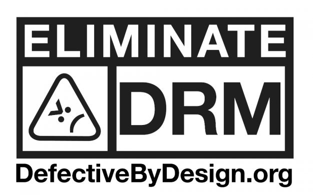 "Eliminate DRM" graphic from Defective by Design