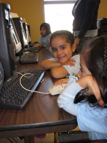 girls learning computers