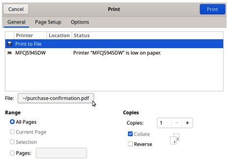 select printer screen in Linux