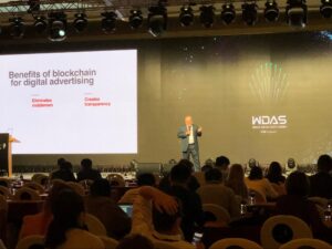 Brave co-founder and CEO Brendan Eich giving a keynote address at the World Digital Asset Summit in Singapore on May 3, 2018