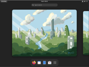 Screenshot of Gnome's activities dash.