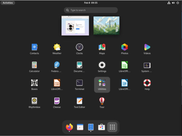 The Gnome Application Menu in action
