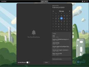Screenshot of Gnome clock/calendaring