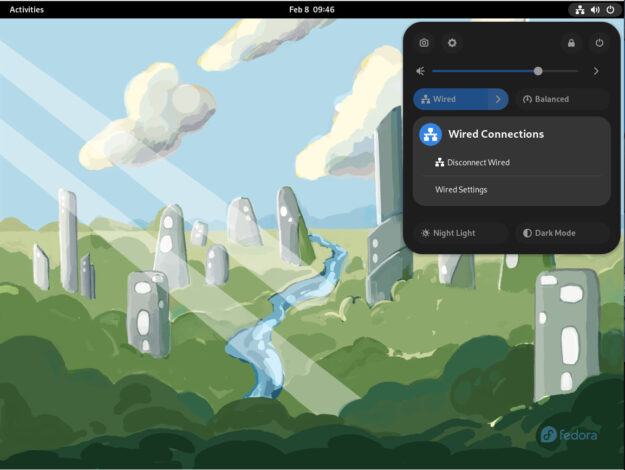 Screenshot of Gnome System Menu
