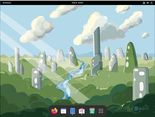 Gnome screenshot using the the Dash To Dock extension