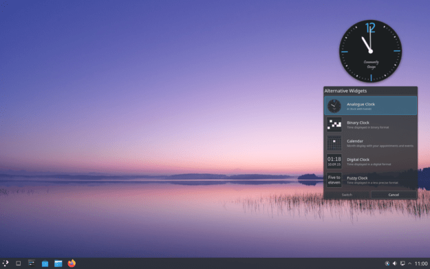 Alternative widgets screen