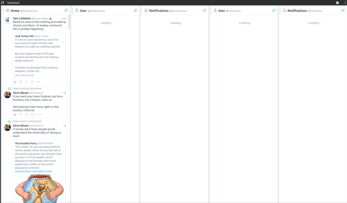 Malfunctioning TweetDeck screenshot