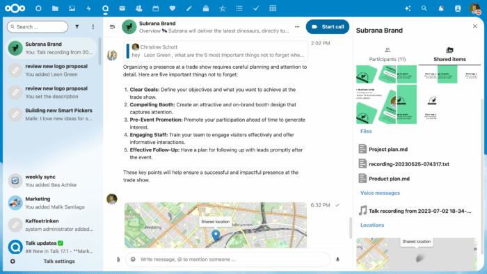 Nextcloud Talk chat room