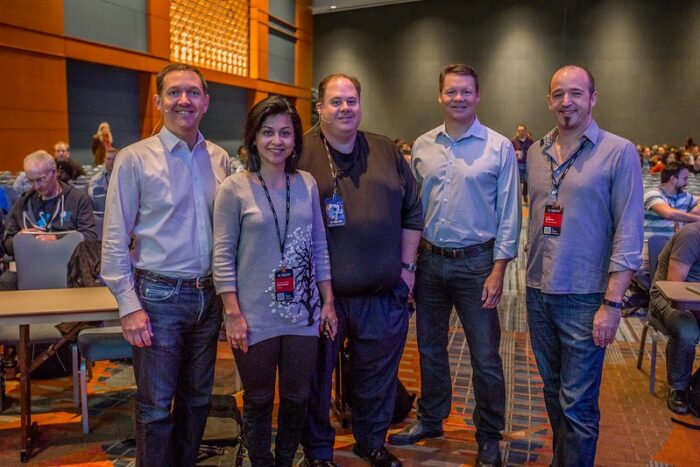 Red Hat CEO Jim Whitehurst and friends at All Things Open 2016.