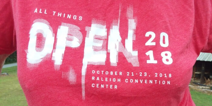 The 2018 ATO T-shirt had no spaceman, but was distinguished by the word 'open' being written in a disruptive style.