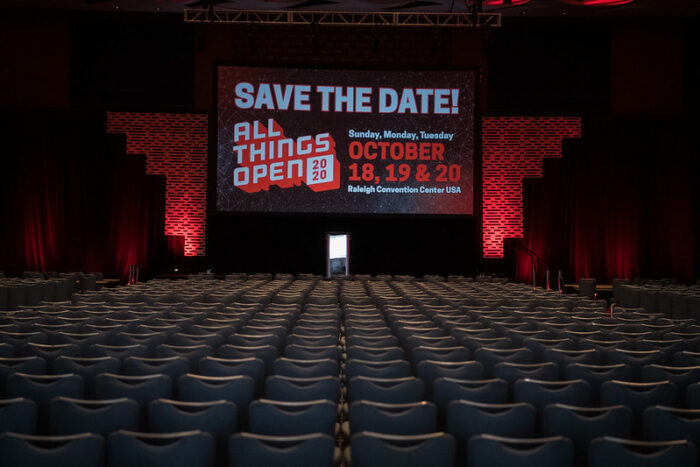 "Save the Date" promotional slide for All Things Open 2020, which would end up being online only, due to the pandemic.