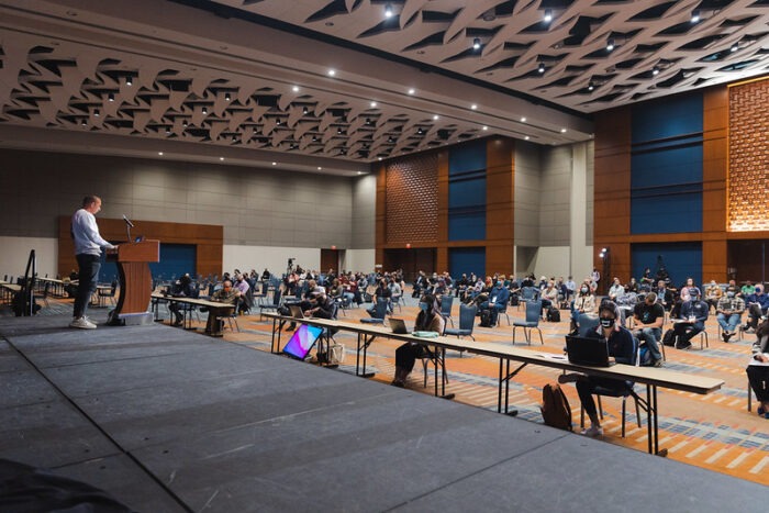 Sparse audience for keynotes at All Things Open 2021.