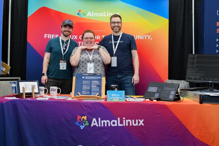AlmaLinux booth at the All Things Open 2023 conference.