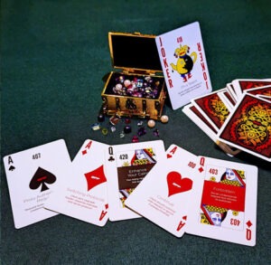 EFF tournament poker treasure chest and card deck.