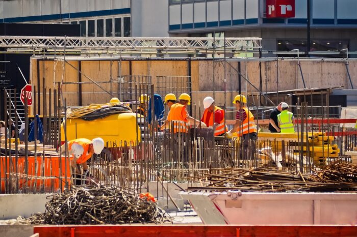 Workers at construction site.