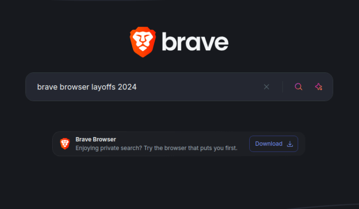 Brave Search screenshot