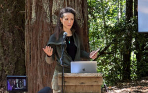 Bluesky CEO Jay Graber at DWeb Camp 2024 near Philo, CA.