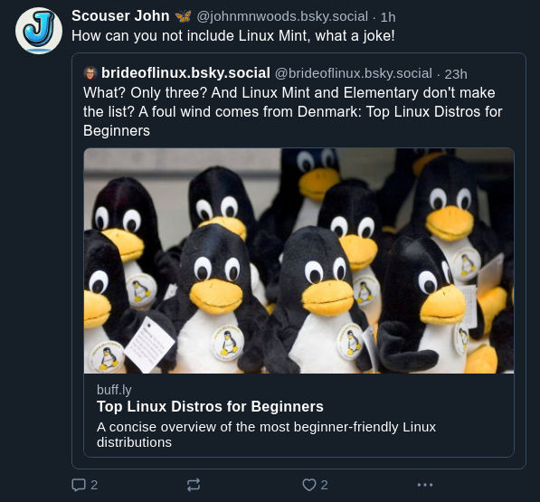 Screenshot of a "Quote Post" on Bluesky.