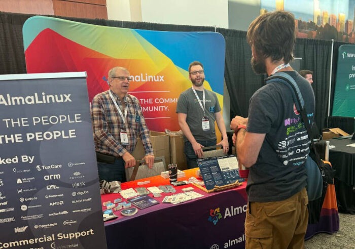 AlmaLinux booth at All Things Open 2024 in Raleigh, North Carolina.