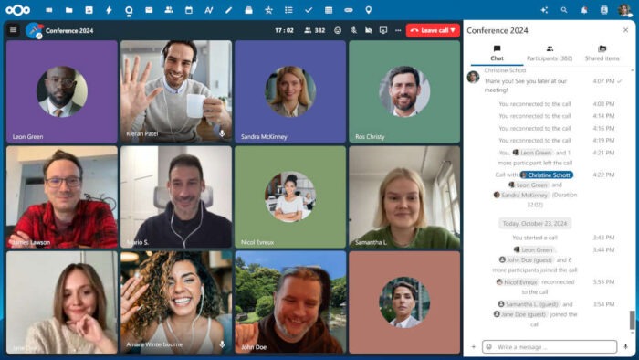 Video meeting on Nextcloud Talk.