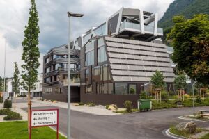 "Active Energy Building" apartment building constructed 2011 - 2017 - Vaduz, Liechtenstein.