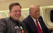 Trump and Musk on an airplane.
