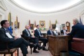 President Donald J. Trump, joined by White House senior staff, meets with Facebook CEO Mark Zuckerberg and Facebook executives Thursday, Sept. 19, 2019, to the Oval Office of the White House.