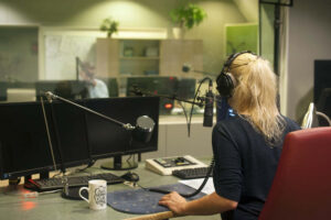Radio station control room.