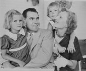 Senator Richard Nixon with his family in 1952, the year he made his famous Checkers television speech.