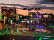 Looking down on Universal Orlando's CityWalk area from the top of the Pavilion.