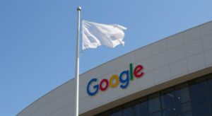 AI created image of Google building flying white flag over Nextcloud app battle.
