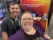 AlmaLinux's benny Vasquez takes a selfie with a coworker at Open Source Days 2024 in Denver, Colorado.