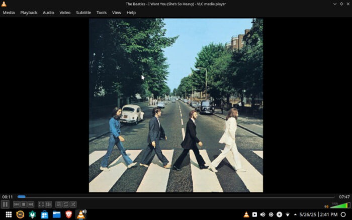 Getting in a little Abbey Road on VLC while taking Nobara 42 on a testdrive.
