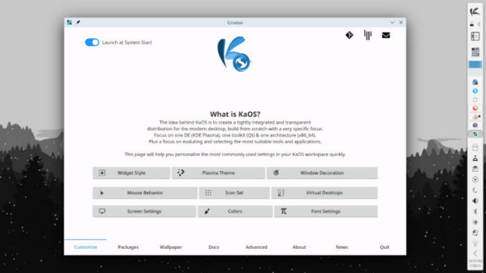 The Croeso program helps users personalize their KaOS experience.