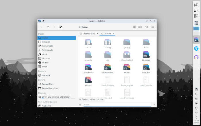 The Dolphin file manager is a mainstay for KDE-based distributions like KaOS.