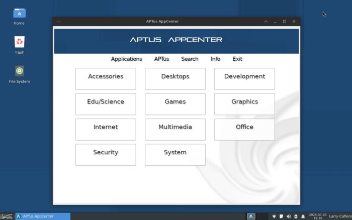 Sparky Linux's APTus AppCenter gives the user options as to which software they would like to install.