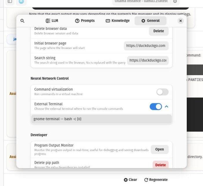 You'll want to use an external terminal instead of the virtual one that's included int the Newelle app.