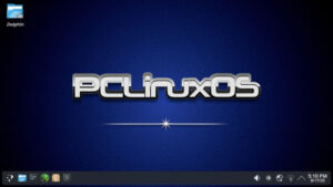 The KDE Plasma desktop on PCLinuxOS without menus.