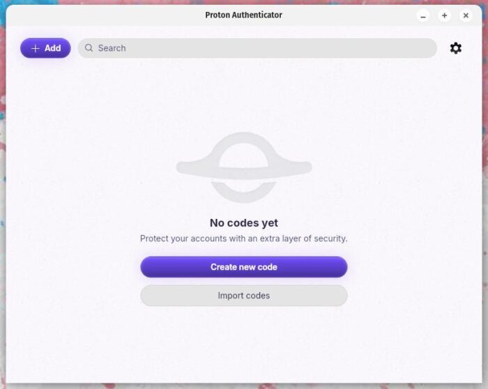 The Proton Authenticator main window, highlights how easy the app is to use.