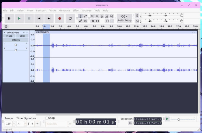 Audacity screenshot.