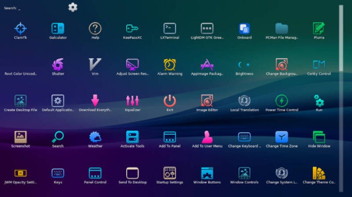 The BesGnuLinux 3-0 Screen Menu offers a wide choice of software.