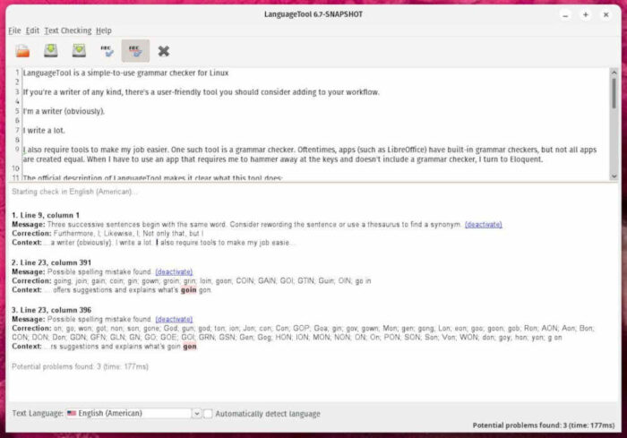 LanguageTool screenshot.