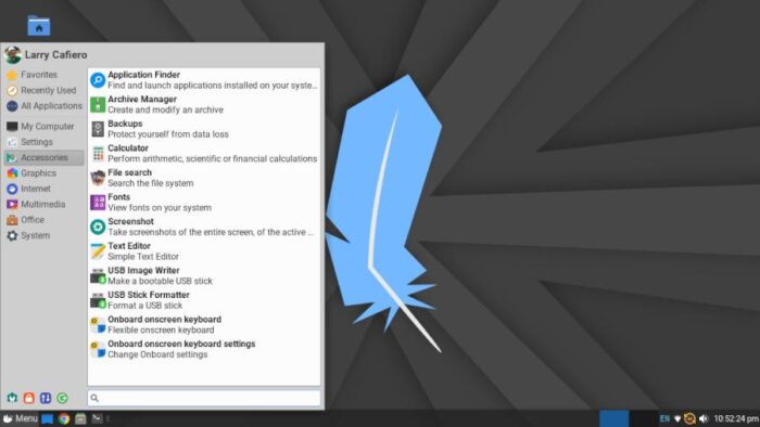 The Accessories menu in Linux Lite 7.6 offers a wide range of tools to modify the look of the distro.