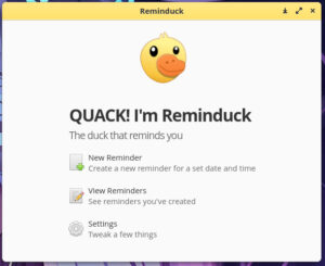 Reminduck main screen.