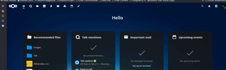 NextCloud hello - ready to start using
