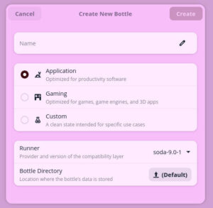 Your first step to installing a Windows app with Bottles.
